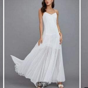 Commense White Pleated Maxi Dress